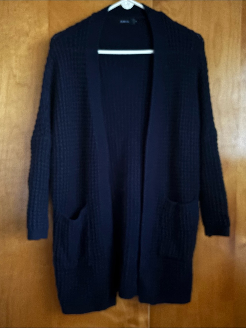 Open-Front Blue Knit Cardigan with Patch Pockets by Zesica